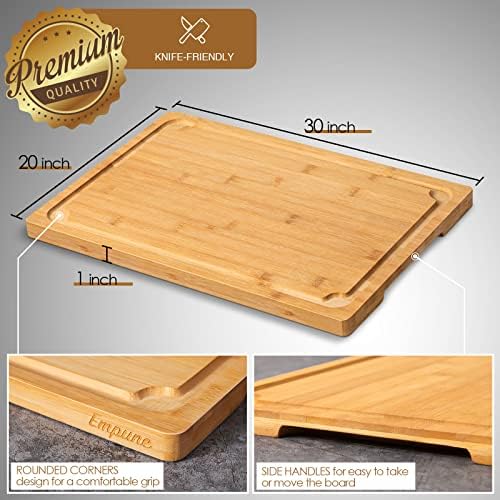 Empune 30" x 20" Turkey Carving Board, Bamboo Cutting Boards