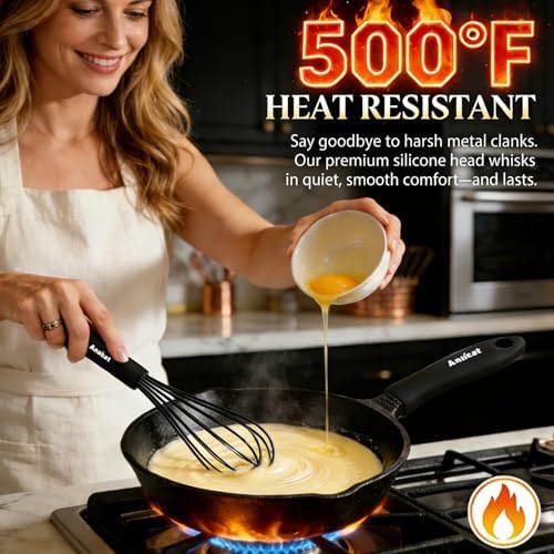 Anaeat Silicone Balloon Whisk, Milk and Egg Beater Blender, Heat Resistant