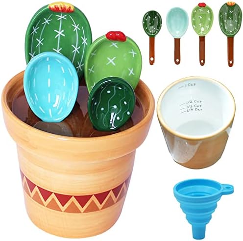 Cactus Measuring Spoons Set in Pot Unique Measuring Cups and Spoons