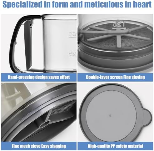 Flour Sifter for Baking, Double layer Flour Sieve