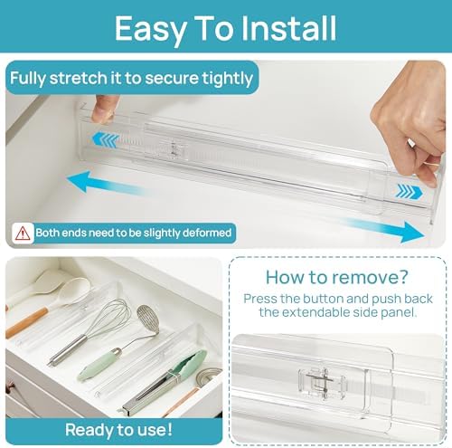 Vtopmart 4 Pack Shallow Drawer Dividers, 2.36" High 12.5"-20.8" Adjustable