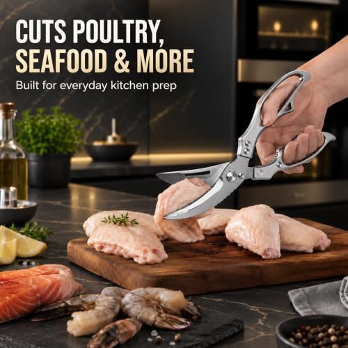 Heavy Duty Poultry Shears, Kitchen Scissors, Spring-Loaded, 10.6 Inch