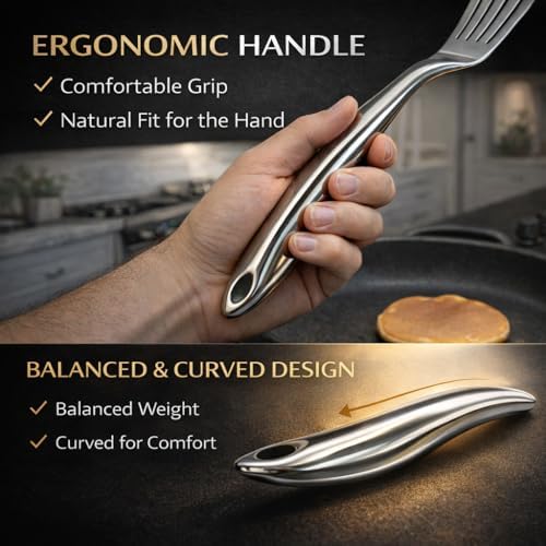 Premium Stainless Steel Fish Spatula Set, Slotted Metal Turner