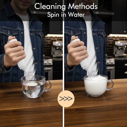 Rechargeable Milk Frother Handheld, 2-IN-1 Dual Spring Whisk Electric Frother
