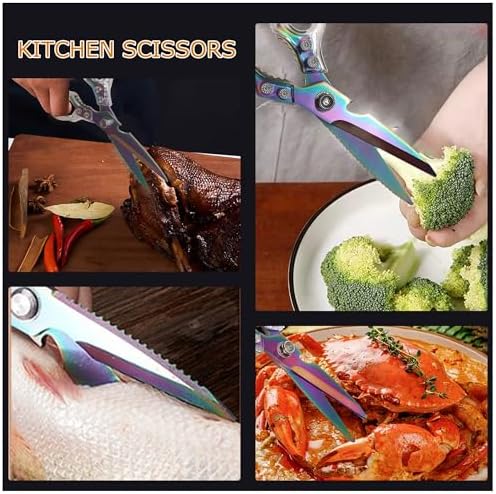 Kitchen Scissors, Heavy Duty Sharp Kitchen Shears, Stainless Steel & Aluminum