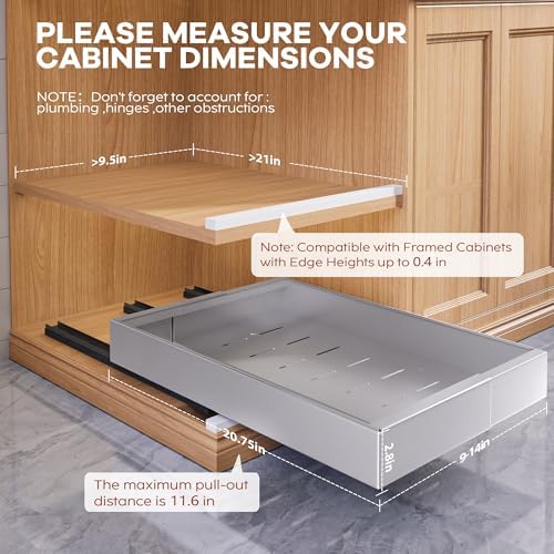 Seinloes 2 Pack Expandable Pull Out Cabinet Organizer 21" Deep