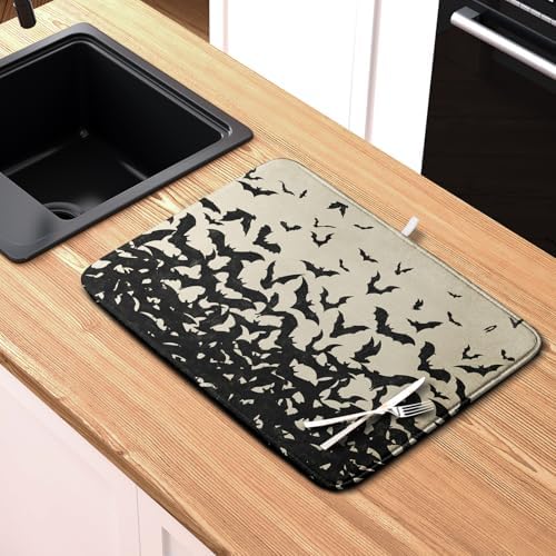 Halloween Bats Halloween Dish Drying Mat