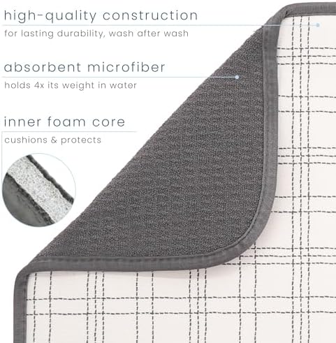 S&T INC. Dish Drying Mat, Stitched Plaid