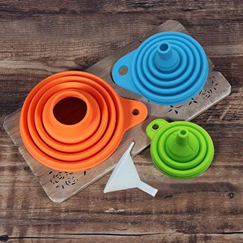 KongNai 4 Sizes Kitchen Funnel Set, Food Grade Silicone Collapsible Funnel