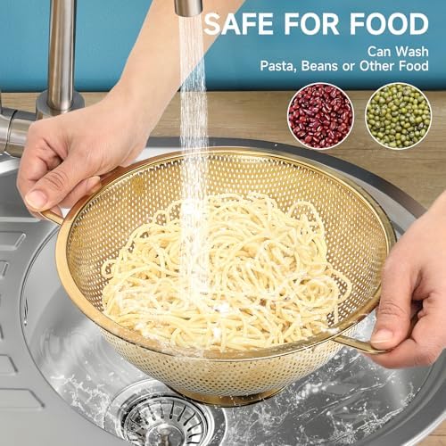 Gold Strainer for Kitchen, Stainless Steel Colander