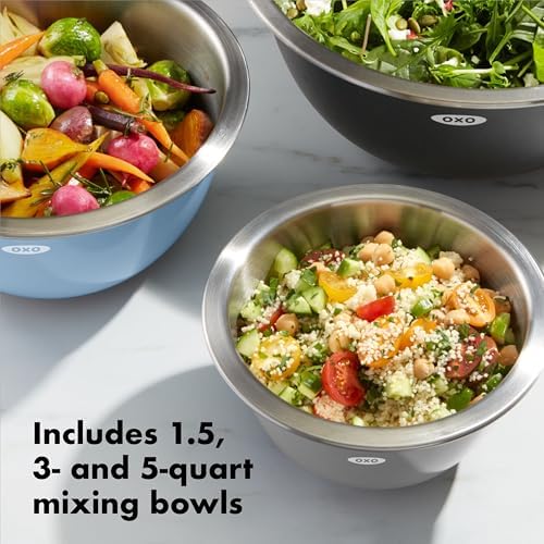 OXO Good Grips 3-Piece Stainless Steel Mixing Bowl Set