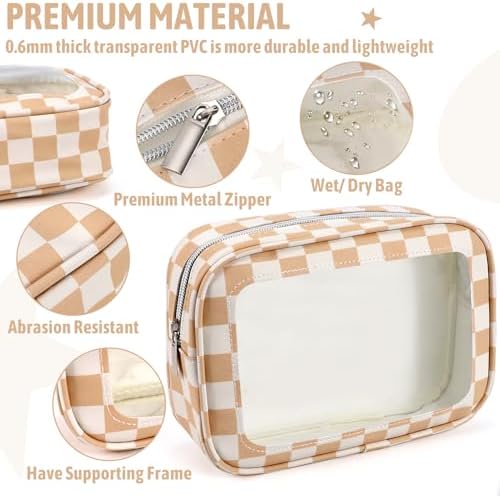 YOPCDJ 3PCS Clear Toiletry Bag, TSA Approved Travel Makeup Pouch