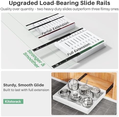 Pull out Cabinet Organizer, Expandable Heavy Duty Slide out Drawers Fixed