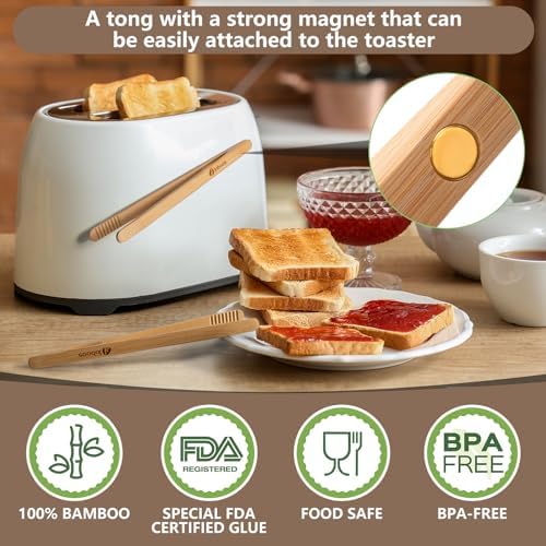 Magnetic Classic Bamboo Toast Tongs