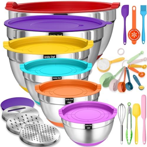 Umite Chef Thickened Heavy-Duty 26pcs Stainless Steel Bowl, Mixing Bowl Set