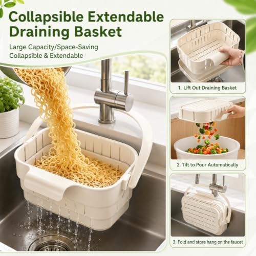 Foldable Hanging Kitchen Sink Drain Basket, 2026 Upgraded Foldable Kitchen Sink