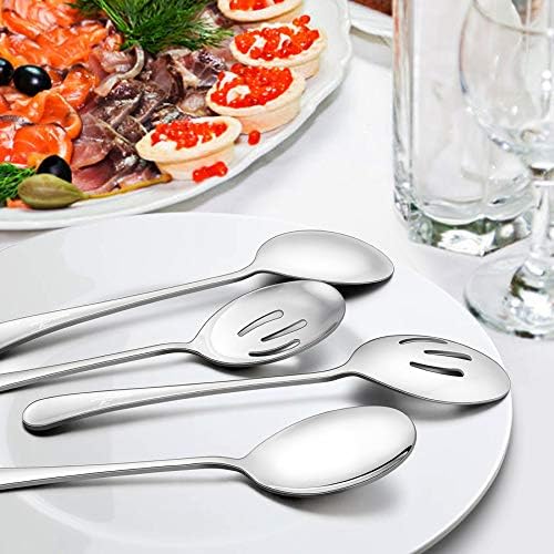LIANYU Stainless Steel 3 Serving Spoons, 3 Slotted Serving Spoons