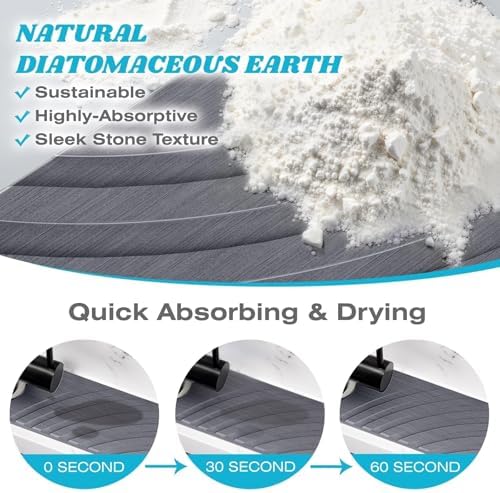 SpaceHacks Stone Faucet Mat for Kitchen Sink 15.7x4 in, Dark Gray