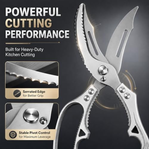 Heavy Duty Poultry Shears, Kitchen Scissors, Spring-Loaded, 10.6 Inch