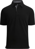 Alex Vando Mens Golf Shirt Moisture Wicking Quick-Dry Solid Short Sleeve Polo Shirts for Men
