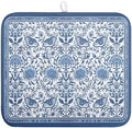 Blue Floral Dish Drying Mat for Kitchen Counter Boho Flowers Dishes Drainer