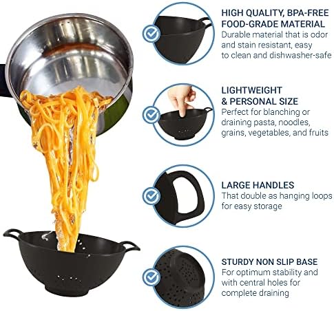 Meadow Lane 6-Inch Small Colanders, 3-Cup Food Strainers