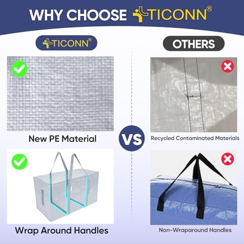 TICONN 6 Pack Extra Large Moving Bags Heavy Duty