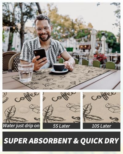 AMOAMI Coffee Mat Hide Stain Rubber Backed Absorbent Dish Drying Mat