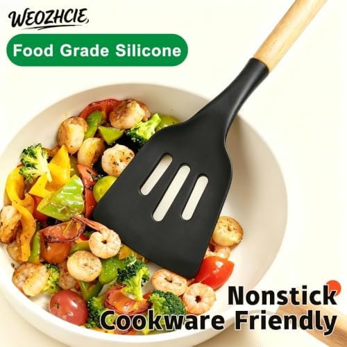 Silicone Cooking Utensil Set, Nonstick Kitchen Utensils 446°F Heat-Resistant