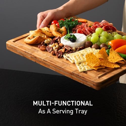 2 Pack Wooden Cutting Boards for Kitchen Bamboo Chopping Boards Non Toxic