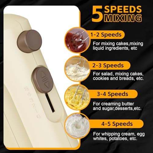 Lord Eagle 5-Speed Small Hand Mixer Electric, 300W Compact Portable