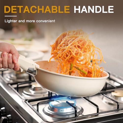 Astercook 23 Pcs Pots and Pans Set Non Stick, Ceramic Cookware Set Detachable
