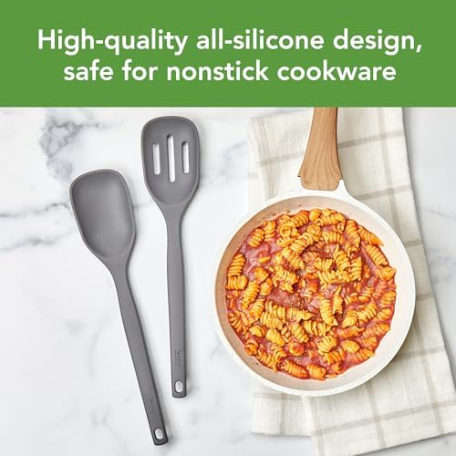 Tovolo Elements Silicone Spoon Set of 2 Mixing and Slotted Spoon Bundle