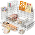 KEMETHY 25 PCS Plastic Drawer Organizers Set, 4 Sizes Vanity Organizer