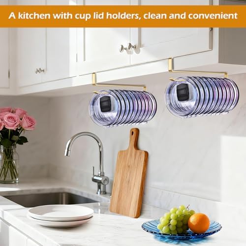 Tumbler Lid Organizer, Under Cabinet Cup Lid Holder
