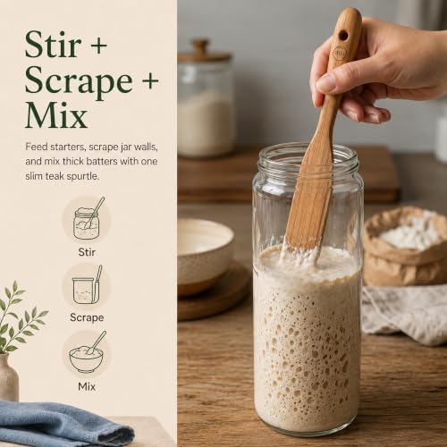 FAAY Teak Wooden Skinny Spurtle Spatula
