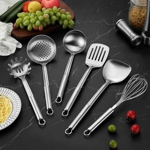 6-Piece Kitchen Cooking Utensils Set, Stainless Steel Kitchen Utensils