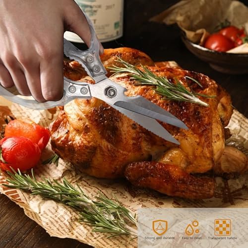 Kitchen Scissors, Heavy Duty Sharp Kitchen Shears, Stainless Steel & Aluminum