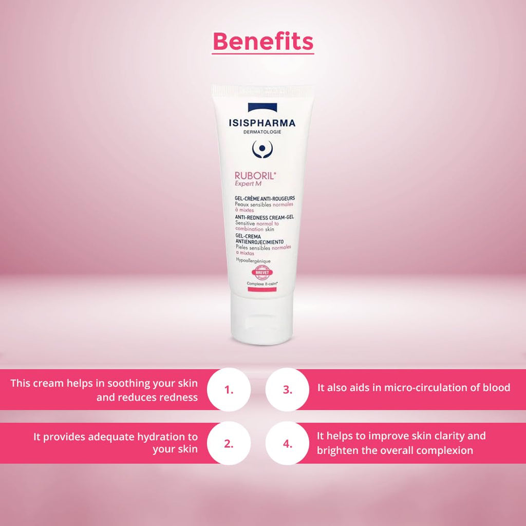Isis Pharma Ruboril Expert M Sensitive Skin Face Cream - Hypoallergenic & Fragrance-Free Moisturizer for Normal & Combination Skin