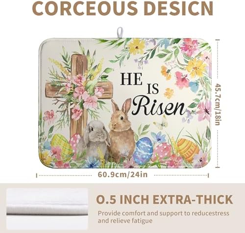 Easter He Is Risen Bunny Dish Drying Mat