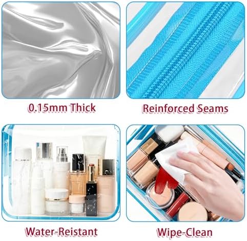 6 Pieces Large Clear Makeup Bags Bulk TSA Approved Toiletry Bag