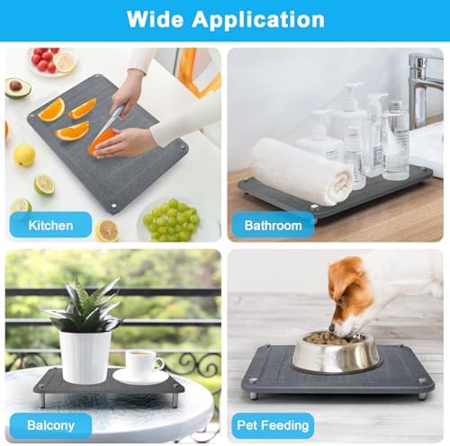 3Pcs Nesting Stone Drying Mat for Kitchen Counter, Quick Drying Stone Dish