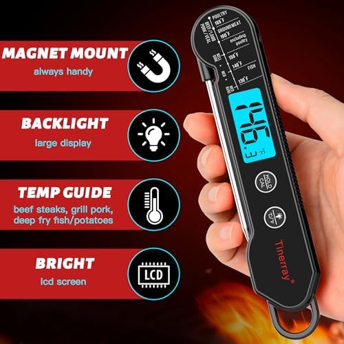 Professional Digital Meat Thermometer Instant Read Waterproof – Folding Probe
