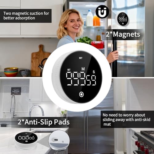 Digital Kitchen Timer, Magnetic Visual Countdown Countup Timer