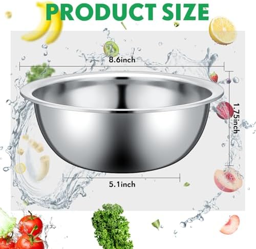 Pinkunn 20 Pcs Stainless Steel Mixing Bowls Bulk, 8.66 x 3 Inch