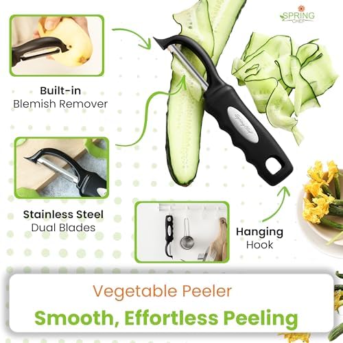 Spring Chef Stainless Steel Potato Masher & Durable Vegetable Peeler Set