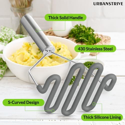 Urbanstrive Non-Scratch Silicone Potato Masher Kitchen Tool, Potatoes Masher