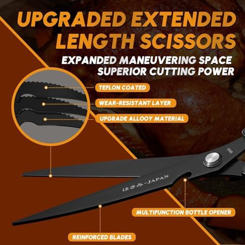 Huusk Kitchen Scissors Japanese Stainless Steel, 2 Pack Kitchen Shears Set