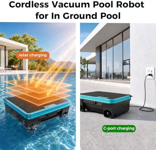 Pool Skimmer Robot, Over-Ground Robotic Pool Cleaner, Solar Powered Pool Vacuum