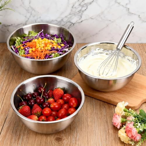 3-Piece Stainless Steel Mixing Bowls Metal Bowl Set